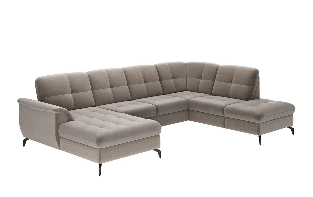 WOHNLANDSCHAFT Taupe Flachgewebe  - Taupe/Schwarz, MODERN, Textil/Metall (164/319/212cm) - Sit & More