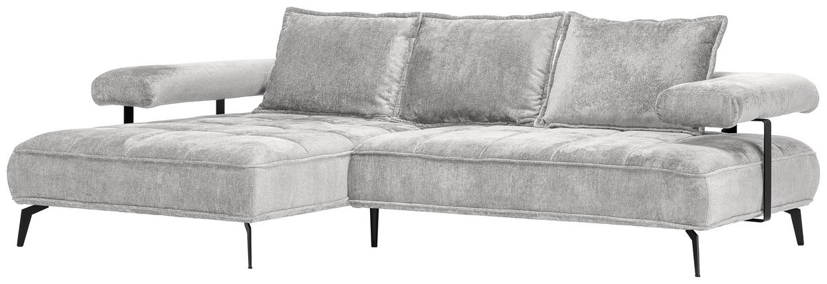 ECKSOFA Grau Webstoff  - Schwarz/Grau, Design, Textil/Metall (180/266cm) - Welnova