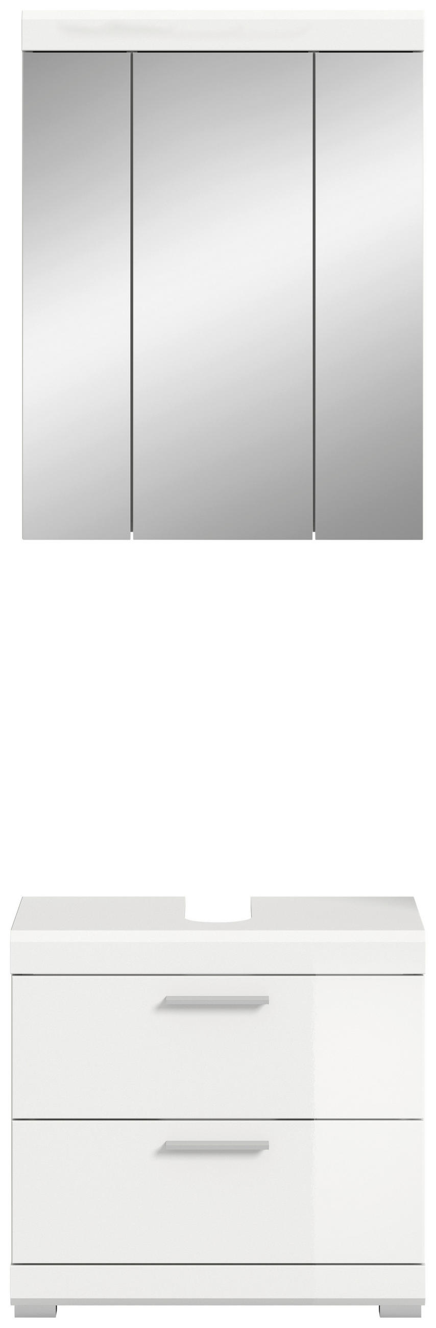 BADEZIMMER 2-teilig  in 60 cm  - Weiss Hochglanz/Weiss, Modern, Holzwerkstoff/Kunststoff (60cm) - MID.YOU
