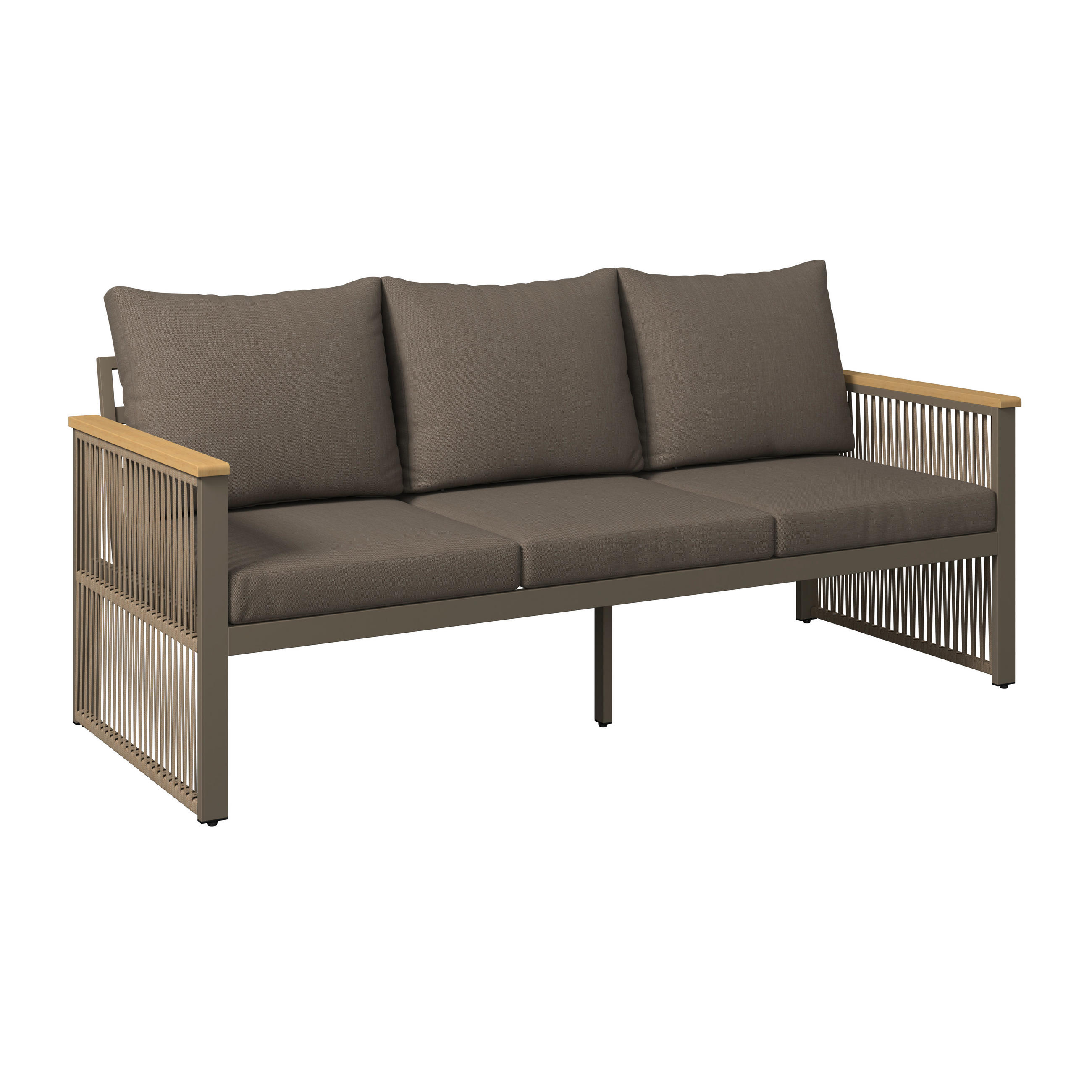 LOUNGESOFA  - Beige/Schwarz, MODERN, Holz/Metall (190/73/76cm) - Ambia Garden