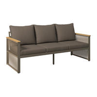 LOUNGESOFA  - Beige/Schwarz, MODERN, Holz/Metall (190/73/76cm) - Ambia Garden