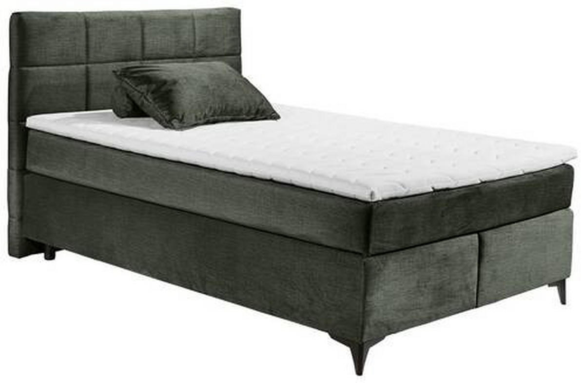 BOXSPRINGBETT 140/200 cm  in Dunkelgrün  - Dunkelgrün/Schwarz, Design, Holzwerkstoff/Kunststoff (140/200cm) - Xora