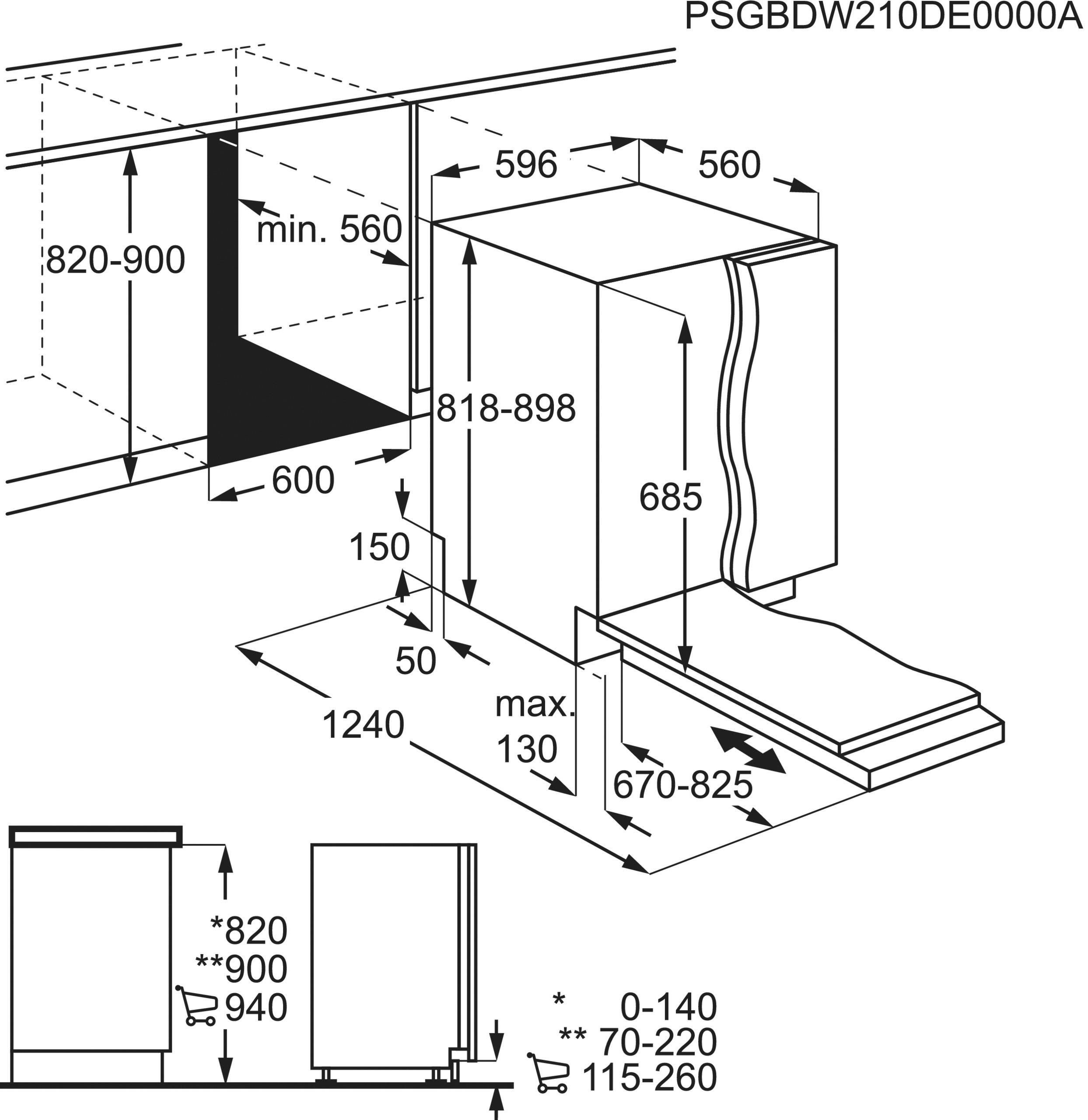 GESCHIRRSPÜLER FSK76727P  - Basics, Metall (59,6/81,8-89,8/56,0cm) - AEG