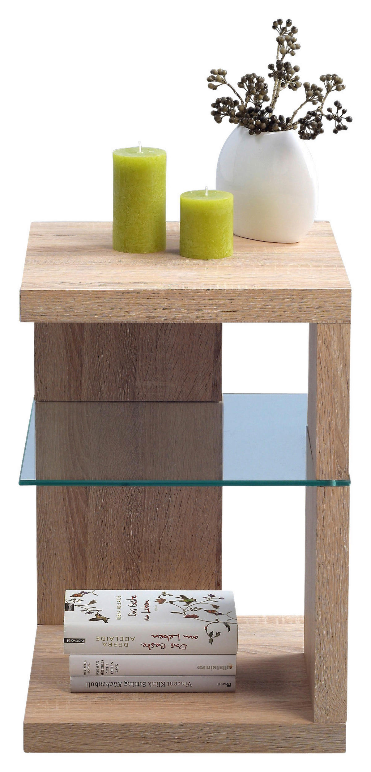 BEISTELLTISCH in Glas, Holzwerkstoff 40/40/60 cm  - Sonoma Eiche, Basics, Glas/Holzwerkstoff (40/40/60cm) - Xora