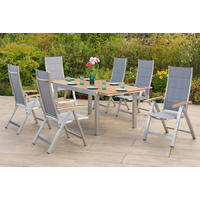 GARTENTISCHGRUPPE  - Silberfarben/Naturfarben, KONVENTIONELL, Kunststoff/Textil - Gardenson