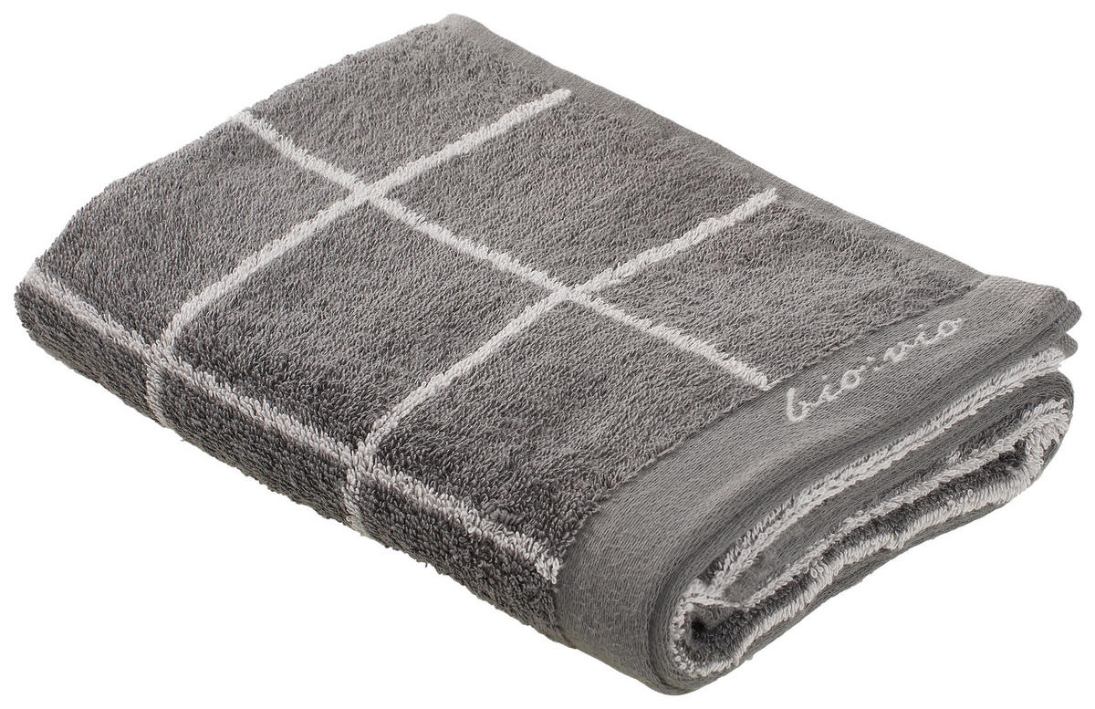 KÉZTÖRLŐ 50/100 cm antracit, ezüst  - ezüst/antracit, Natur, textil (50/100cm) - Bio:Vio