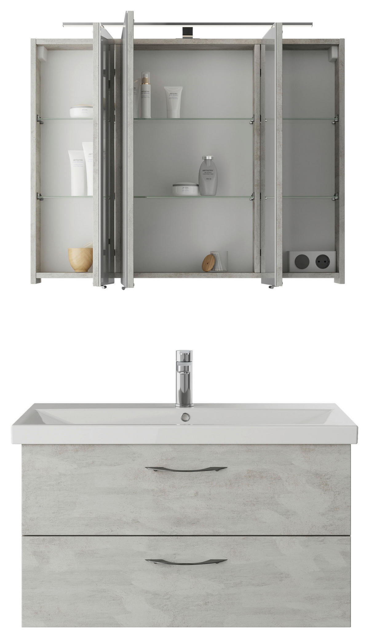 BADEZIMMER  in 90 cm  - Weiß/Grau, KONVENTIONELL, Holzwerkstoff (90cm) - Pelipal
