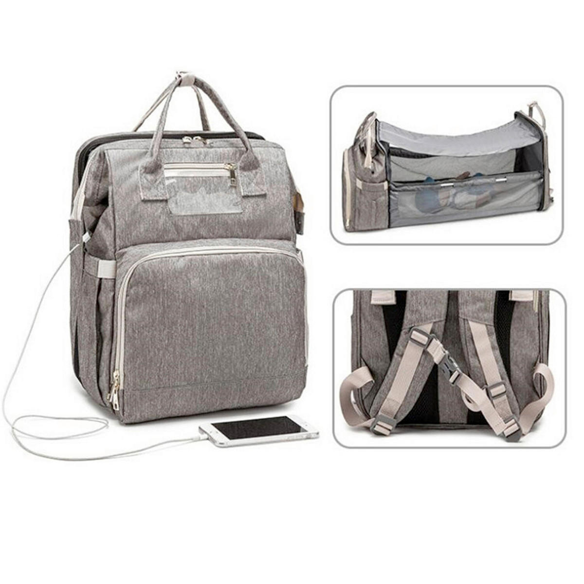 WICKELRUCKSACK Stella Bag Premium  - Grau, Basics, Textil (30/40/21cm)