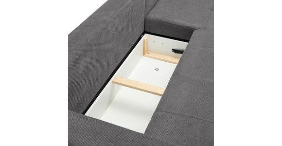 ECKSOFA Hellgrau Webstoff Rückenkissen, Bettkasten, Schlaffunktion, Rücken echt, Liegefläche im Originalstoff  - Hellgrau/Schwarz, KONVENTIONELL, Textil/Metall (292/192cm) - Carryhome