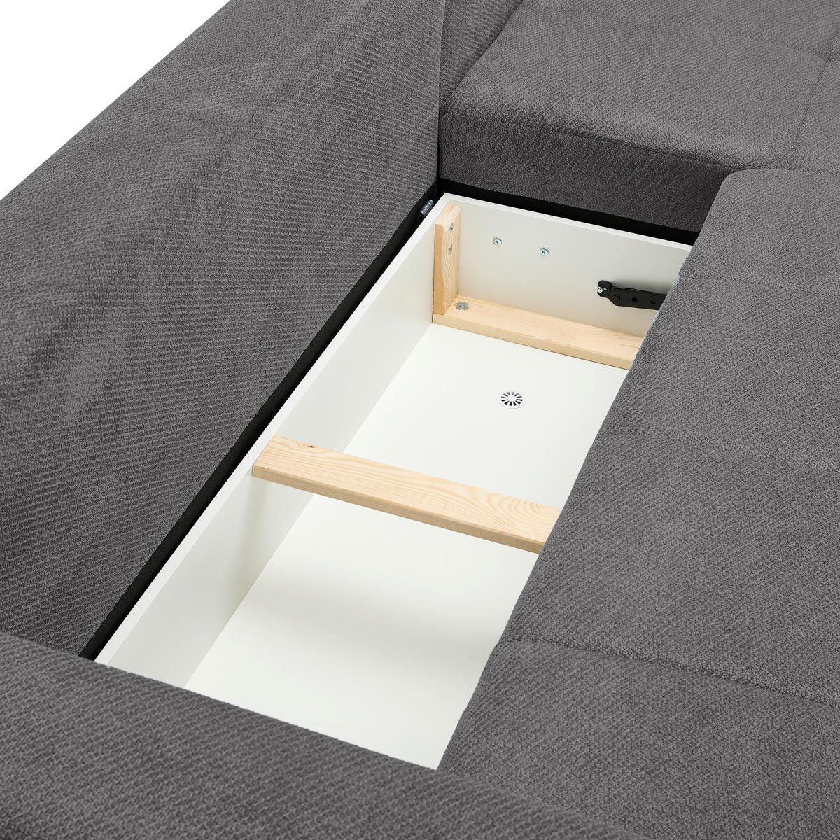 ECKSOFA Hellgrau Webstoff  - Hellgrau/Schwarz, KONVENTIONELL, Textil/Metall (292/192cm) - Carryhome