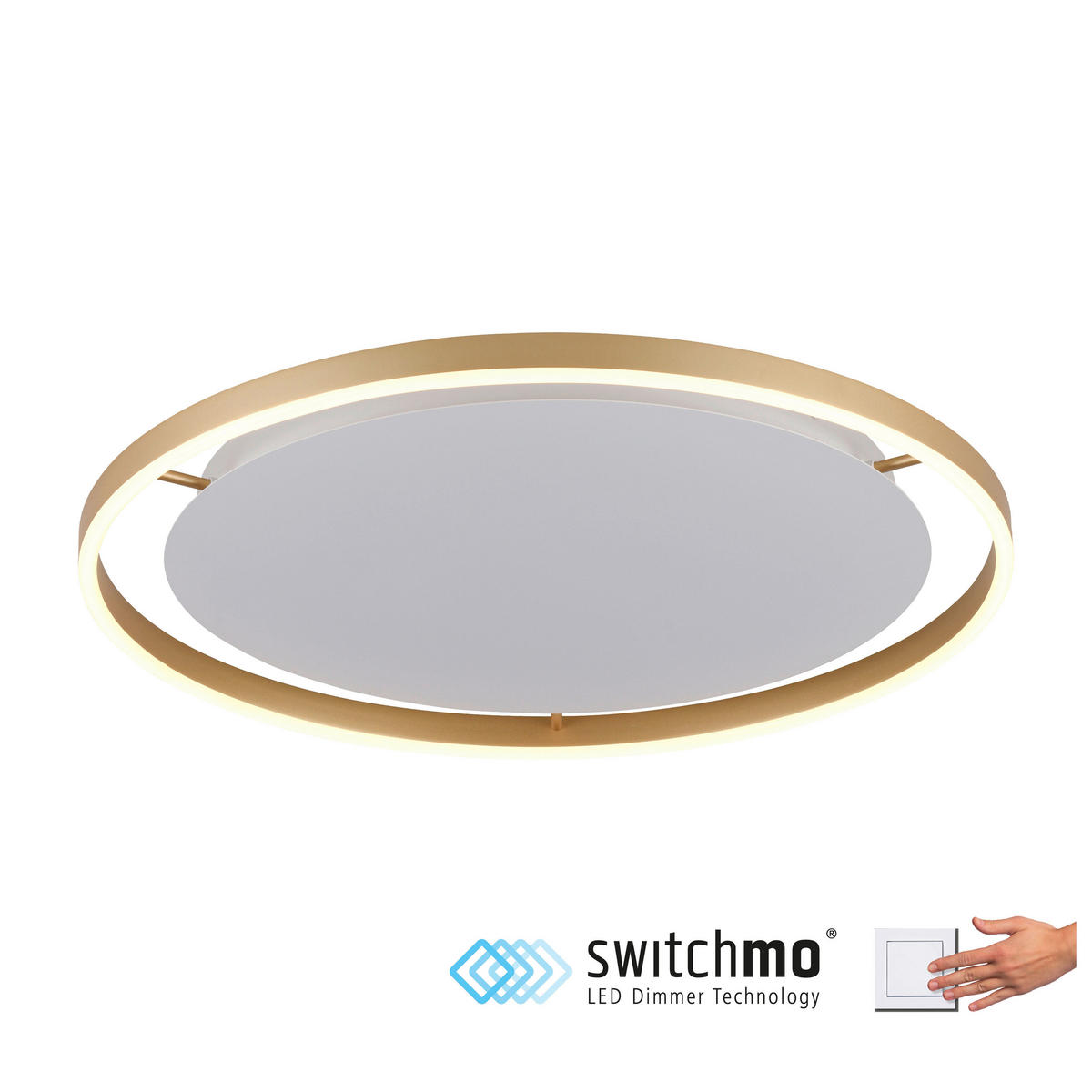 LED-DECKENLEUCHTE Riuts 58,5/58,5/5,3 cm   - Messingfarben, Design, Kunststoff/Metall (58,5/58,5/5,3cm)