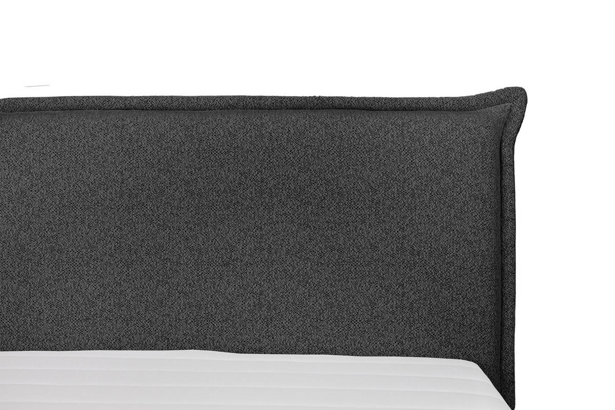 BOXSPRINGBETT 140/200 cm,  in Anthrazit, Matratze, gepolstertes Kopfteil, Topper, H3 + H3 = fest  - Anthrazit/Schwarz, Trend, Textil (140/200cm) - Chameo