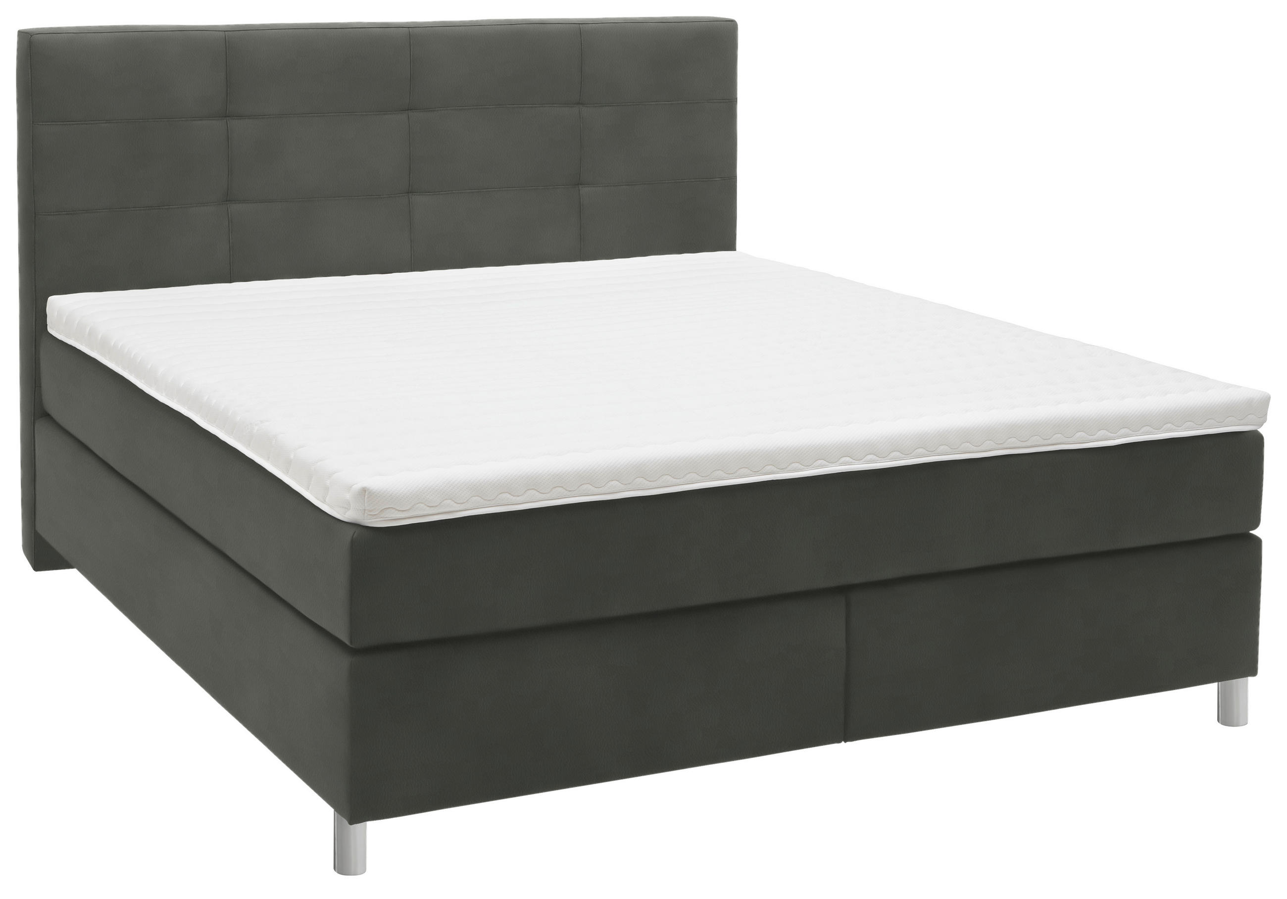 BOXSPRINGBETT 180/200 cm  in Grau  - Chromfarben/Grau, KONVENTIONELL, Kunststoff/Textil (180/200cm) - Voleo