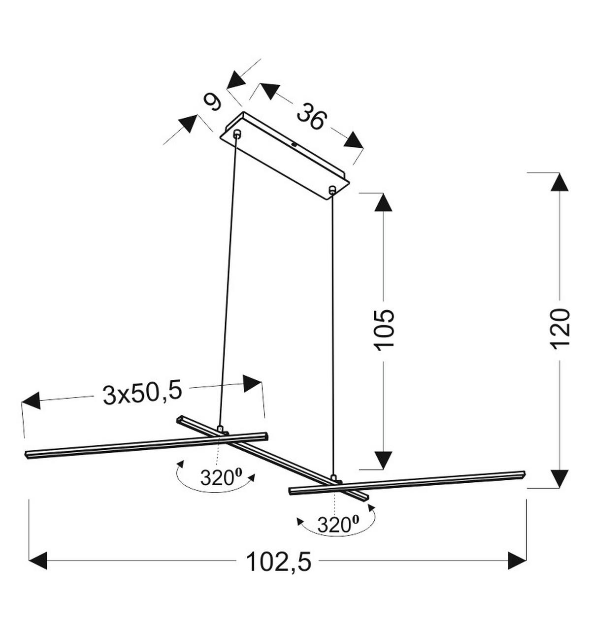 LED-PENDELLEUCHTE 103/23/120 cm  - Chromfarben, Design, Metall (103/23/120cm)
