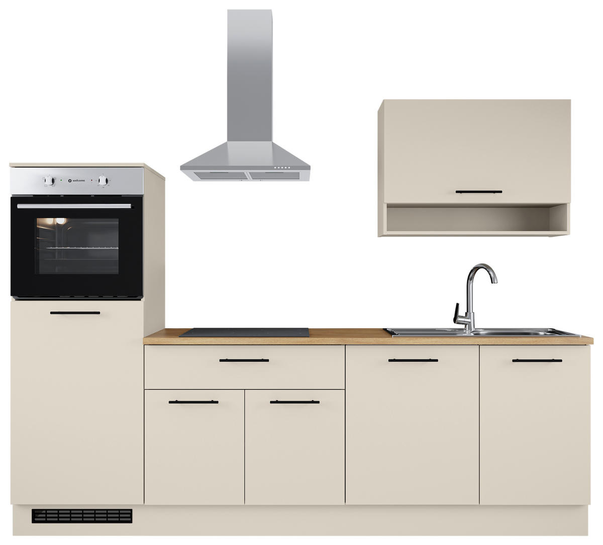 KÜCHENLEERBLOCK 260 cm   in Grau  - Eichefarben/Schwarz, Basics, Holzwerkstoff/Metall (260cm) - MID.YOU