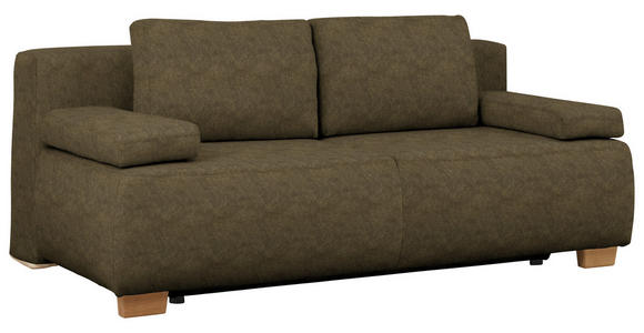 BOXSPRINGSOFA in Flachgewebe Grün  - Naturfarben/Grün, MODERN, Holz/Textil (205/93/108cm) - Venda