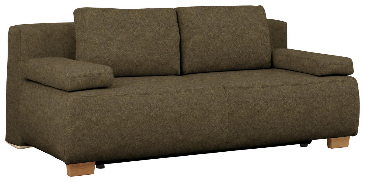 BOXSPRINGSOFA in Flachgewebe Grün  - Naturfarben/Grün, Modern, Holz/Textil (205/93/108cm) - Venda