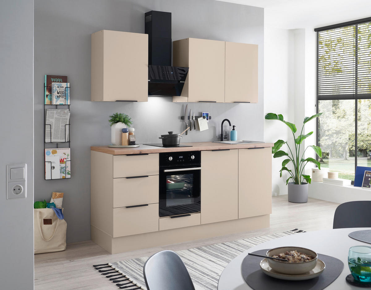 KÜCHENBLOCK   in Kaschmir  - Kaschmir/Schwarz, Basics, Holzwerkstoff/Metall (180/210/60cm) - Carryhome