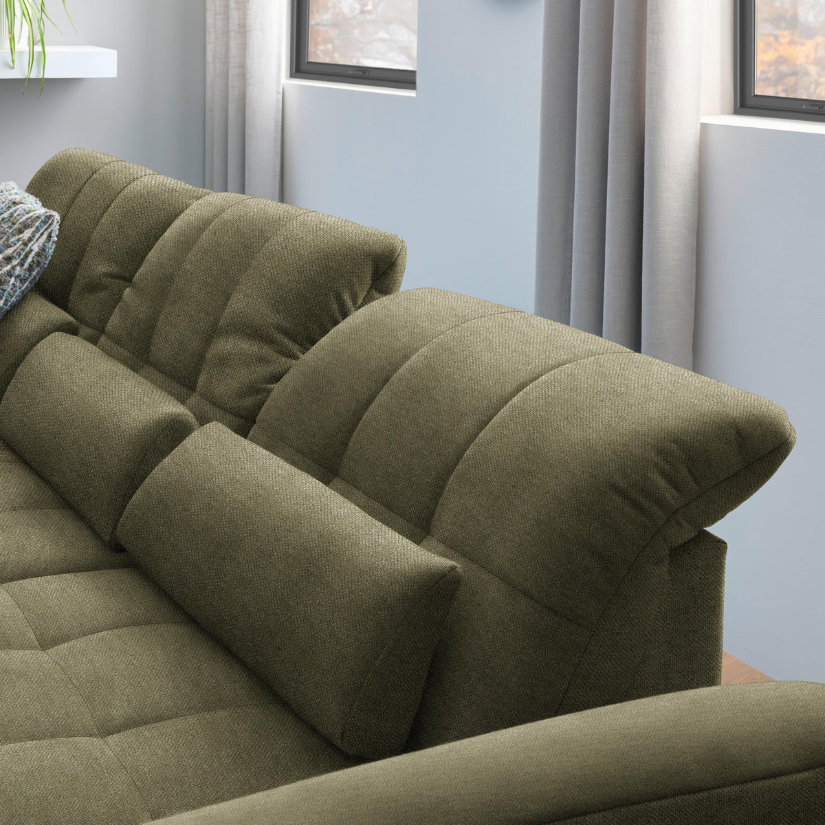 ECKSOFA Flachgewebe Grün  - Schwarz/Grün, Design, Textil/Metall (204/341cm) - Xora