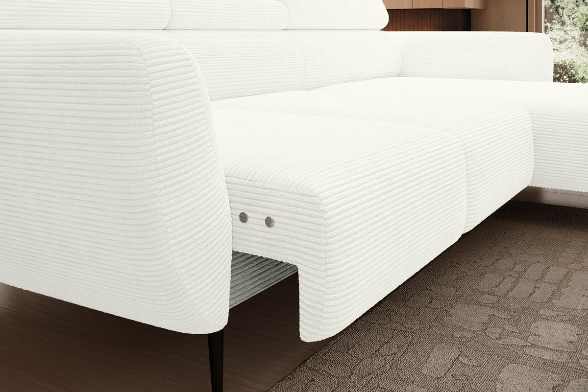 ECKSOFA in Cord Creme  - Creme/Schwarz, Konventionell, Textil/Metall (277/174cm) - Carryhome