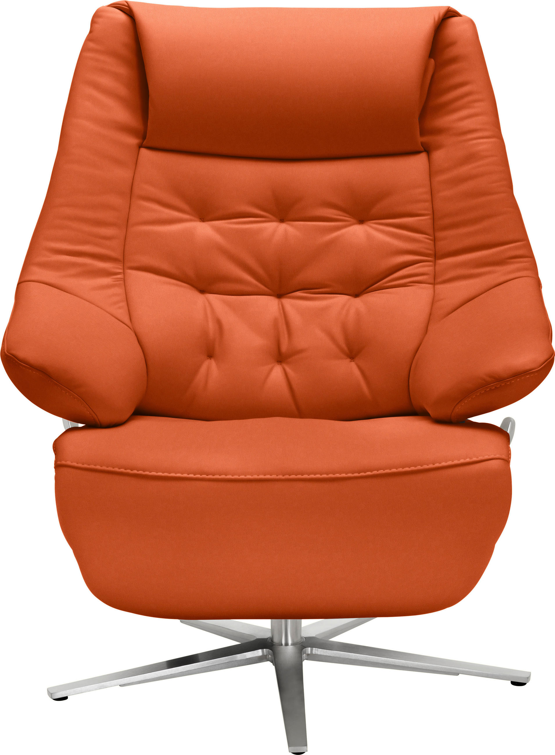 RELAXSESSEL in Leder Rot  - Rot/Alufarben, Design, Leder/Metall (84/104/81cm) - Valdera