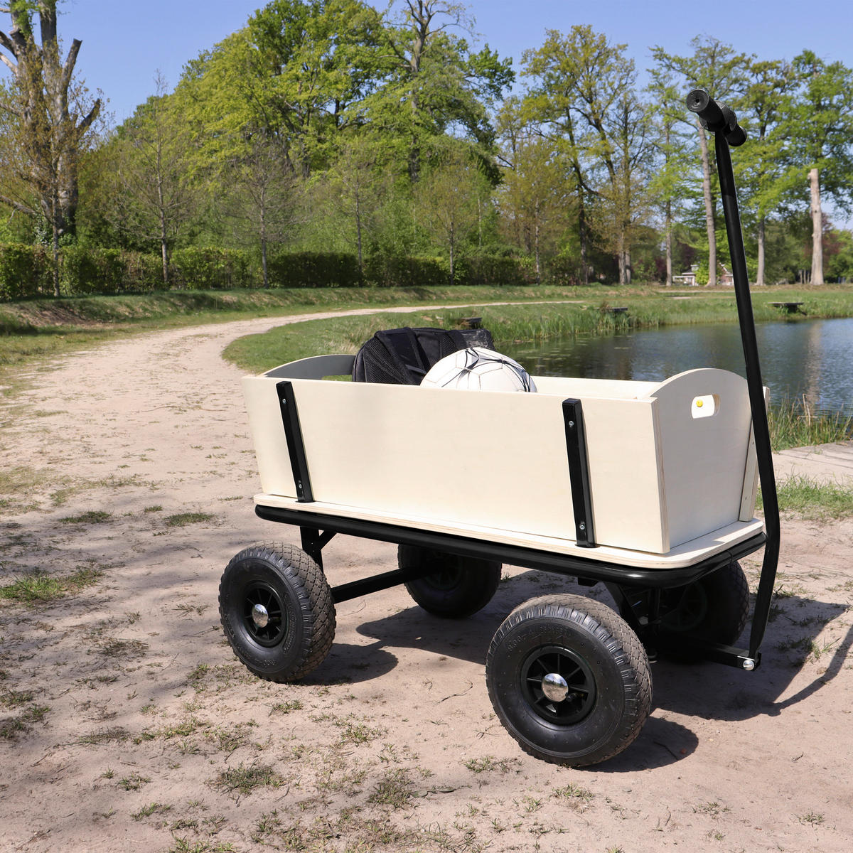 BOLLERWAGEN    - Schwarz/Braun, KONVENTIONELL, Holz/Metall (61/95/97cm) - Ambia Garden