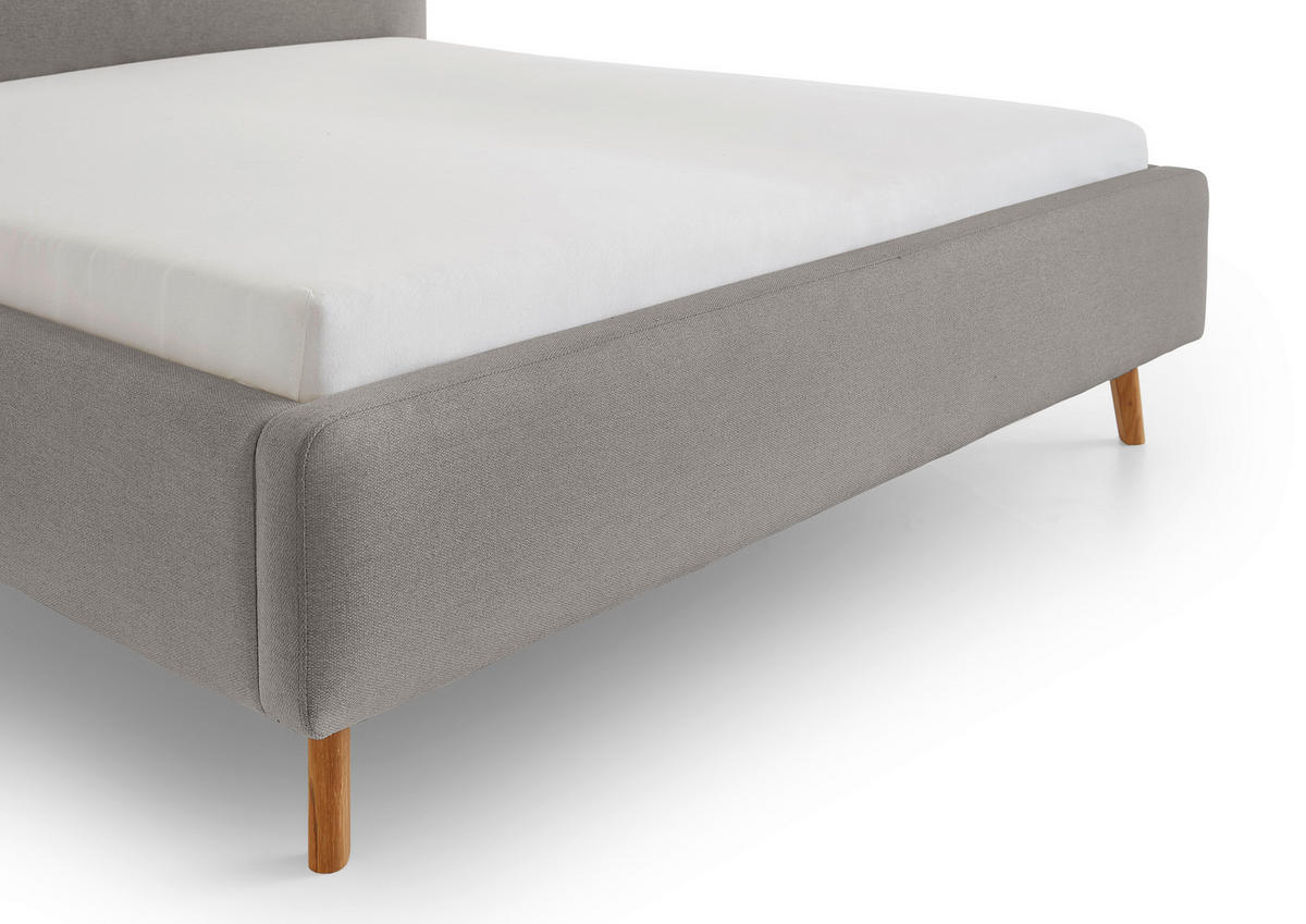 POLSTERBETT 180/200 cm  in Grau  - Eichefarben/Birkefarben, Design, Holz/Textil (180/200cm) - Xora