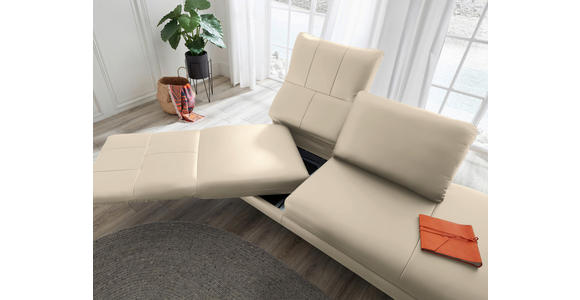 RÉCAMIERE in Echtleder Creme - Chromfarben/Creme, Design, Leder/Metall (209/85-109/95-16cm) - Dieter Knoll