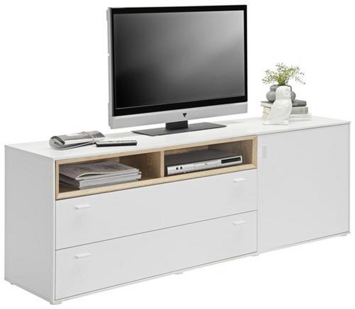 NISKA KOMODA   170,3/60,2/43 cm   bela, boja hrasta   - boja hrasta/bela, Dizajnerski, pločasti materijal/plastika (170,3/60,2/43cm) - Hom`in