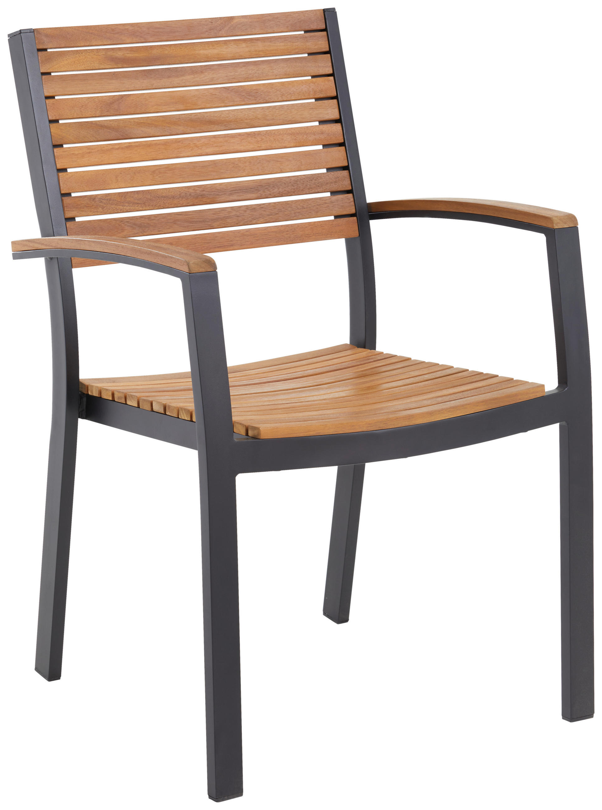 GARTENSESSEL Holz, Metall Schwarz, Teakfarben  - Schwarz/Teakfarben, MODERN, Holz/Metall (59,5/88/58cm) - Ambia Garden