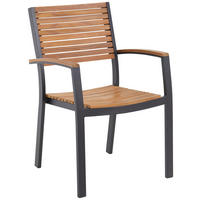 GARTENSESSEL Akazie Aluminium Schwarz, Teakfarben  - Schwarz/Teakfarben, MODERN, Holz/Metall (59,5/88/58cm) - Ambia Garden