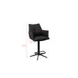 BARHOCKER Echtleder Schwarz Eisen Sitzfläche 360° drehbar  - Schwarz, Design, Leder/Metall (54/96-121/56cm) - Novel