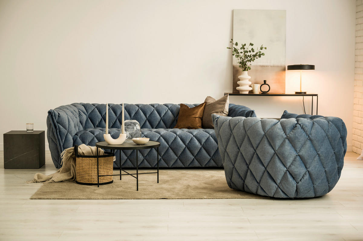 3-SITZER-SOFA Samt Hellgrau  - Hellgrau/Schwarz, Design, Holz/Textil (221/69/96cm)