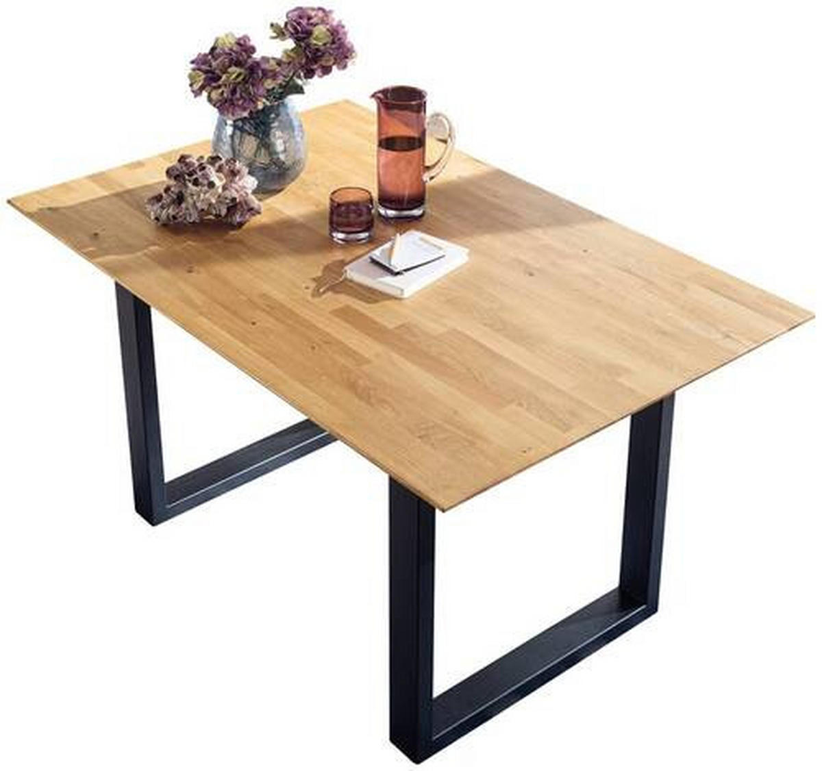 ESSTISCH in Holz, Metall 160/90/75 cm  - Wildeiche/Schwarz, Konventionell, Holz/Metall (160/90/75cm) - Livetastic