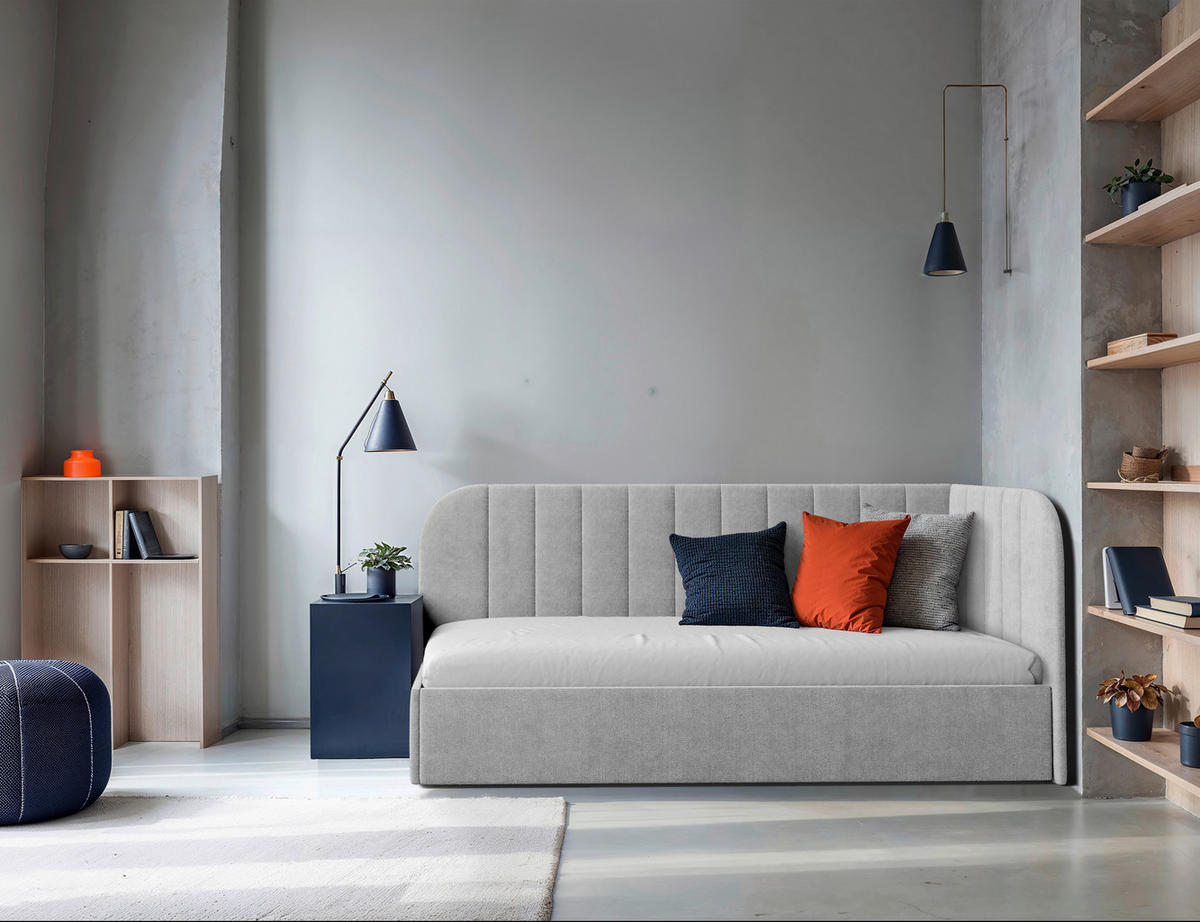 POLSTERBETT 90/200 cm, inkl. Lattenrost, Bettkasten,  in Grau  - Schwarz/Grau, MODERN, Holz/Holzwerkstoff (90/200cm) - MID.YOU