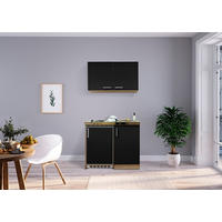 MINIKÜCHE 100 cm   in Schwarz, Sonoma Eiche  - Edelstahlfarben/Eichefarben, Modern, Holzwerkstoff/Kunststoff (100cm) - Respekta