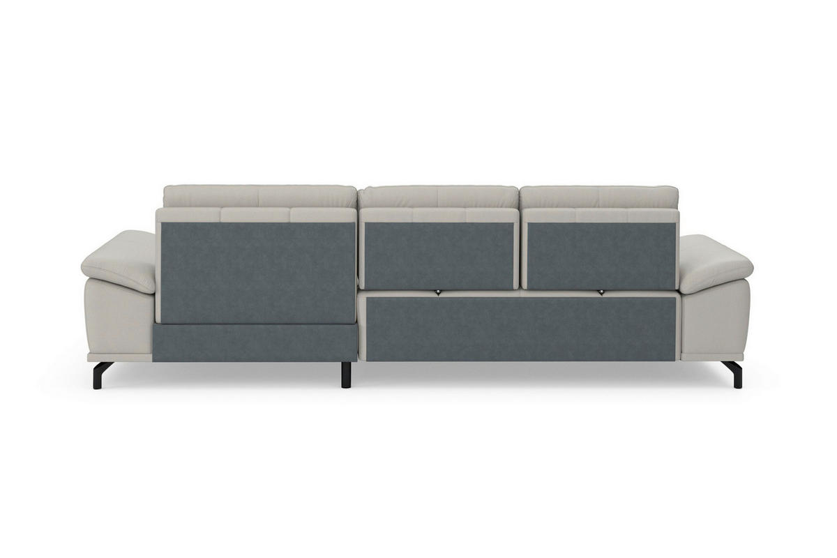 ROHOVÁ SEDAČKA, textil, koža, svetlosivá - čierna/svetlosivá, Basics, kov/koža (301/176cm) - Sit & More