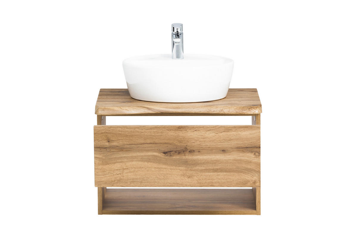 WASCHTISCHKOMBI 61 cm  - Eiche Wotan/Weiß, Natur, Keramik/Holzwerkstoff (61cm) - Xora