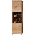 VITRINE  in massiv Esche, Kork Braun, Eschefarben, Eiche Artisan  - Eschefarben/Anthrazit, Natur, Glas/Holz (60/205/40cm) - Cantus