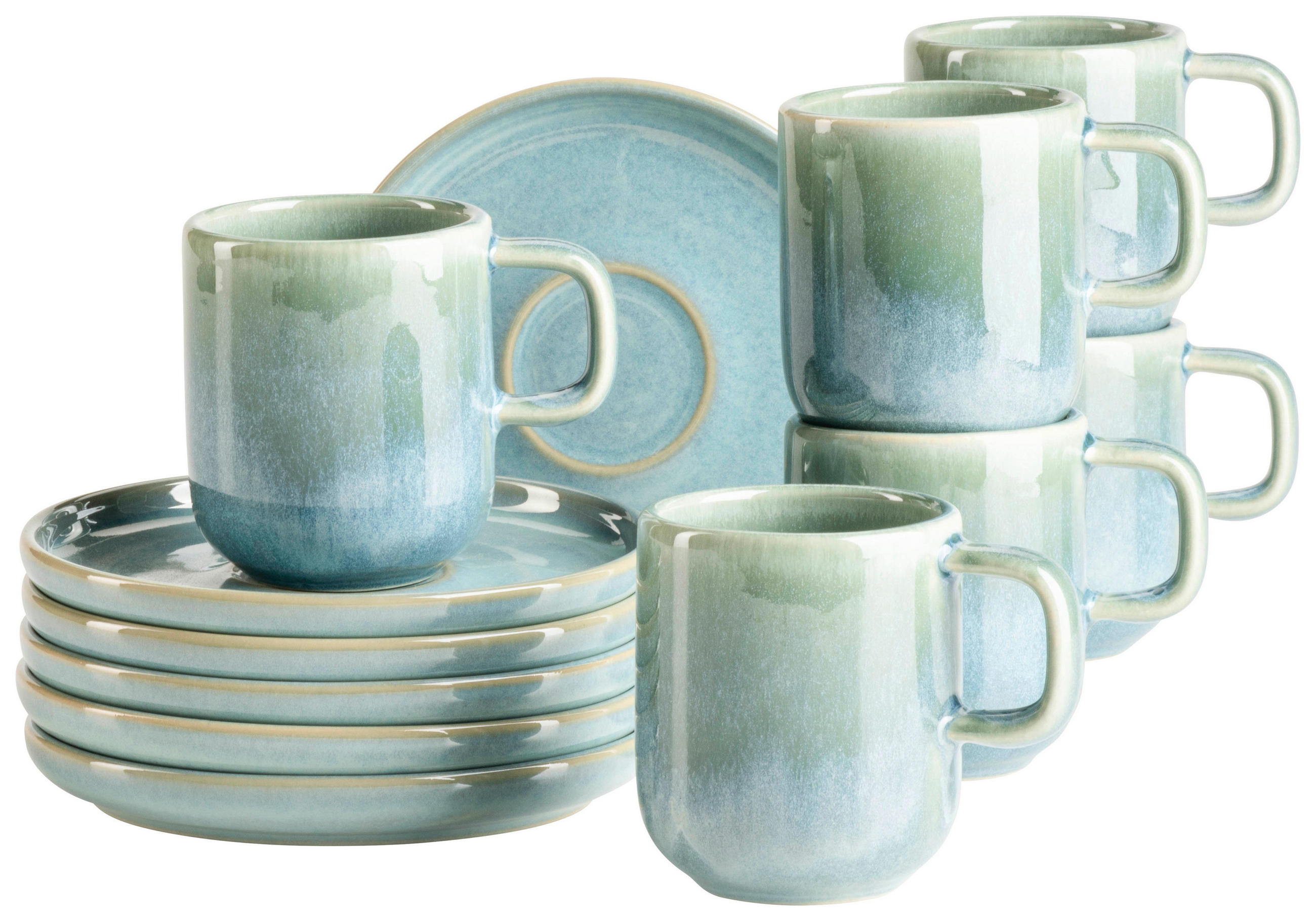 KAFFEEBECHERSET Cordelia 12-teilig  - Grün, Trend, Keramik - Mäser