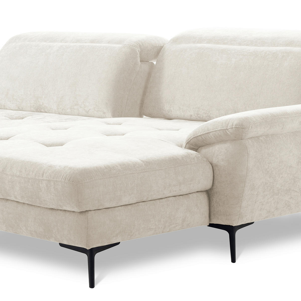 ECKSOFA  Webstoff Creme  - Creme/Schwarz, Design, Textil/Metall (268/195cm) - Livetastic