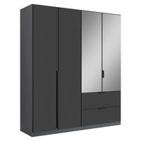 KLEIDERSCHRANK 181/210/54 cm,  in Grau, Dunkelgrau, 4-türig  - Dunkelgrau/Grau, KONVENTIONELL, Glas/Holzwerkstoff (181/210/54cm) - Carryhome