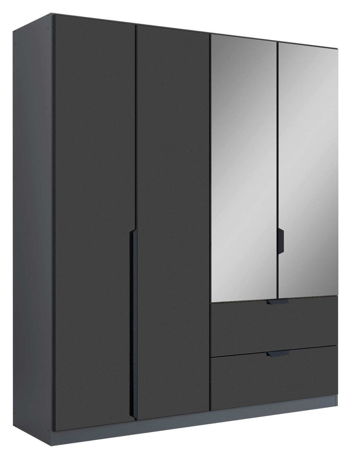 KLEIDERSCHRANK 181/210/54 cm,  in Grau, Dunkelgrau, 4-türig  - Dunkelgrau/Grau, KONVENTIONELL, Glas/Holzwerkstoff (181/210/54cm) - Carryhome