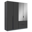 KLEIDERSCHRANK 181/210/54 cm,  in Grau, Dunkelgrau, 4-türig  - Dunkelgrau/Grau, KONVENTIONELL, Glas/Holzwerkstoff (181/210/54cm) - Carryhome