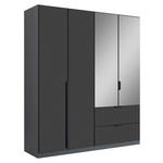 KLEIDERSCHRANK 181/210/54 cm,  in Grau, Dunkelgrau, 4-türig  - Dunkelgrau/Grau, KONVENTIONELL, Glas/Holzwerkstoff (181/210/54cm) - Carryhome