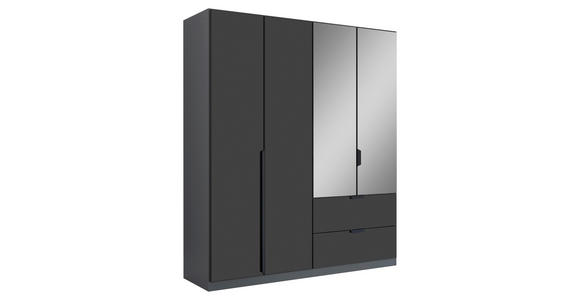 KLEIDERSCHRANK 181/210/54 cm,  in Grau, Dunkelgrau, 4-türig  - Dunkelgrau/Grau, KONVENTIONELL, Glas/Holzwerkstoff (181/210/54cm) - Carryhome