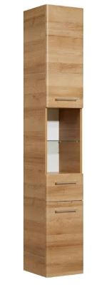 HOCHSCHRANK 30/185,5/33 cm  - Chromfarben/Eichefarben, KONVENTIONELL, Glas/Holzwerkstoff (30/185,5/33cm) - Xora