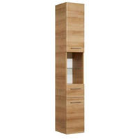 HOCHSCHRANK 30/185,5/33 cm  - Chromfarben/Eichefarben, KONVENTIONELL, Glas/Holzwerkstoff (30/185,5/33cm) - Xora