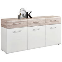 COMODĂ CU UȘI 175/85/44 cm  - alb/culoare lemn stejar, Design, plastic/material pe bază de lemn (175/85/44cm) - Carryhome
