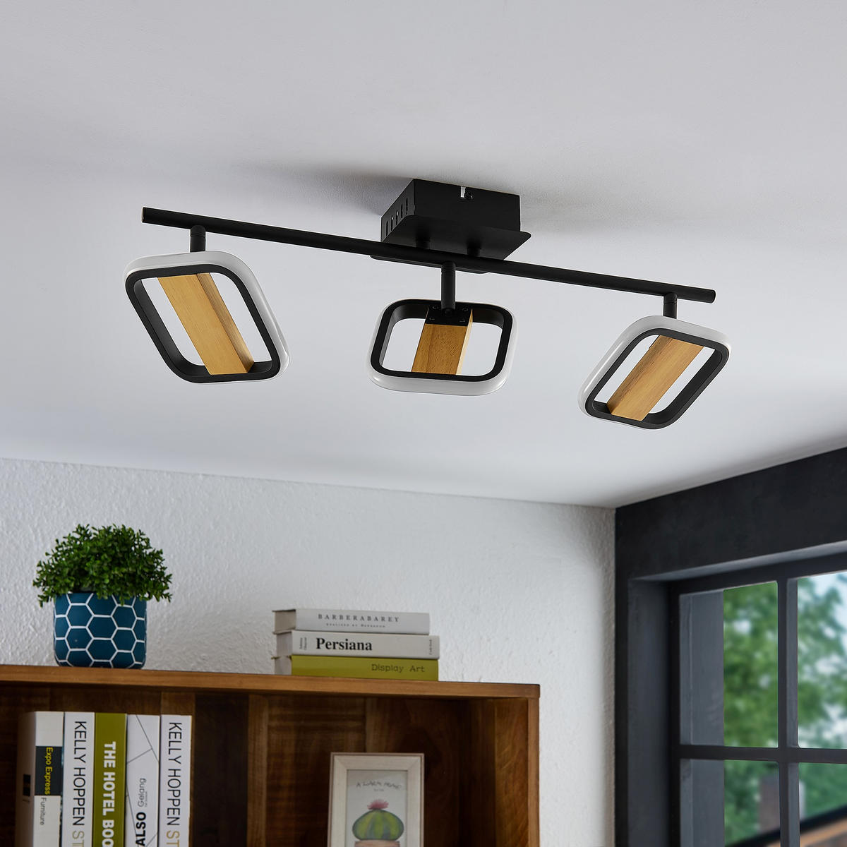 LED-STRAHLER Miriam 55/13,5/12 cm   - Eschefarben/Schwarz, Design, Holz/Kunststoff (55/13,5/12cm) - Novel